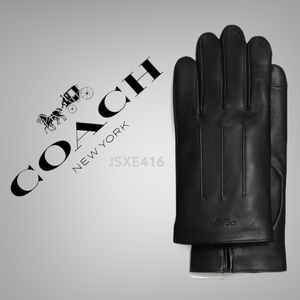 coach men's black leather gloves
